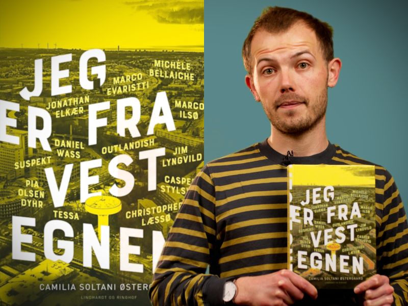 Bibliotekets litteraturformidler Stinus holder bogen "Jeg er fra Vestegnen"