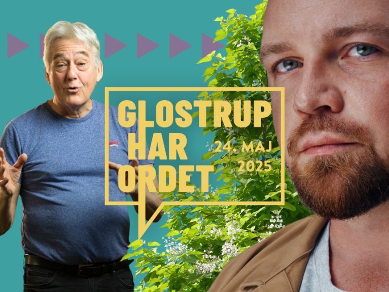 Collage med logo for Glostrup har Ordet, Hans Laurens og Morten Pape